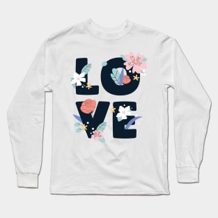 Love Floral Layers Pattern Beautiful Flowers Long Sleeve T-Shirt